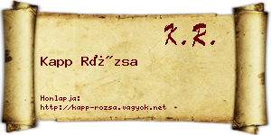Kapp Rózsa névjegykártya
